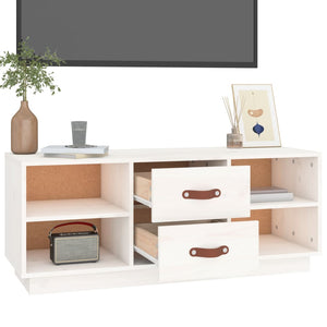 Weißer TV-Schrank Kiefer Massivholz 100cm