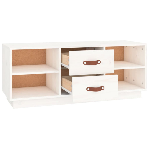Weißer TV-Schrank Kiefer Massivholz 100cm