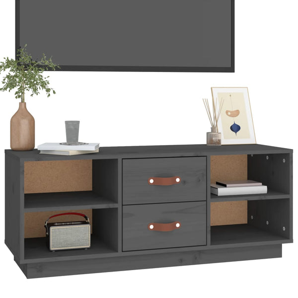 Grauer TV-Schrank 100 cm aus Kiefernholz