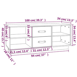 Grauer TV-Schrank 100 cm aus Kiefernholz