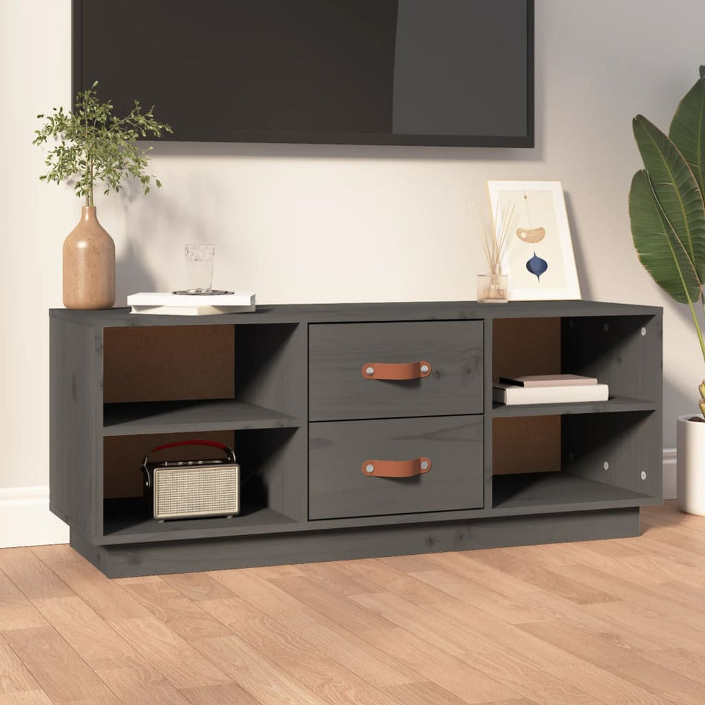 Grauer TV-Schrank 100 cm aus Kiefernholz
