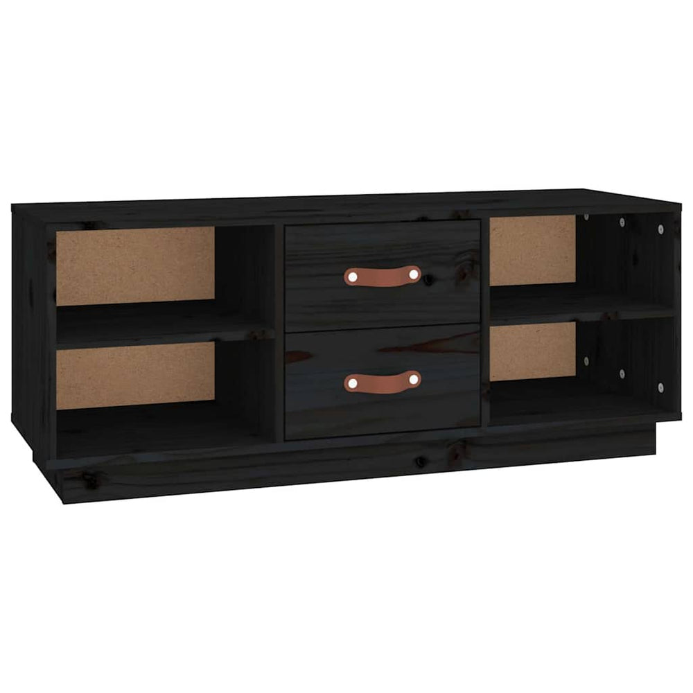 Schwarzer TV-Schrank 100cm Kiefer Massivholz