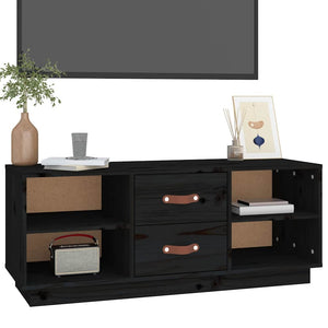 Schwarzer TV-Schrank 100cm Kiefer Massivholz