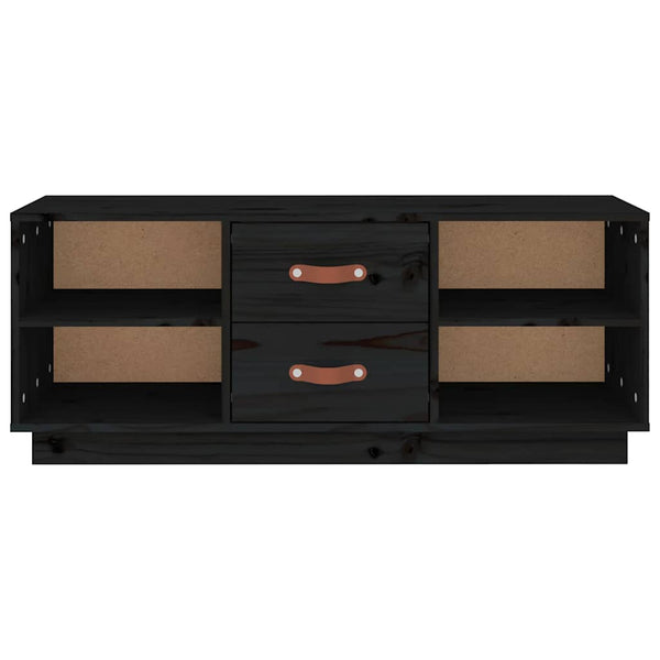 Schwarzer TV-Schrank 100cm Kiefer Massivholz