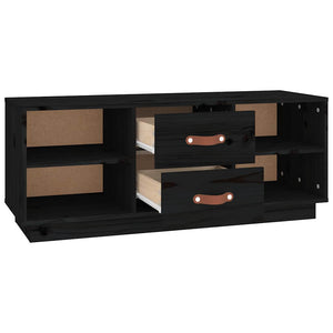 Schwarzer TV-Schrank 100cm Kiefer Massivholz
