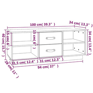 Schwarzer TV-Schrank 100cm Kiefer Massivholz