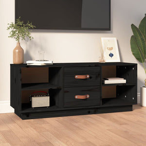 Schwarzer TV-Schrank 100cm Kiefer Massivholz