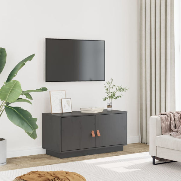 Grauer TV-Schrank 80 cm aus Kiefernholz