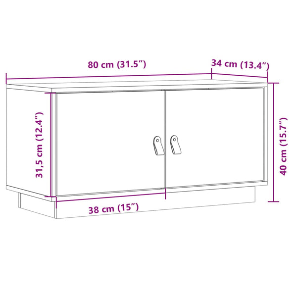 TV-Schrank Honigbraun Kiefer Massivholz 80 cm