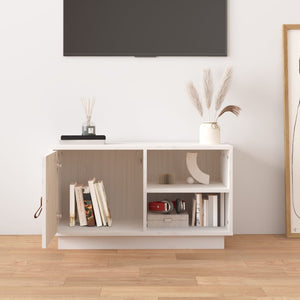 Weißer TV-Schrank Kiefer Massivholz 70cm