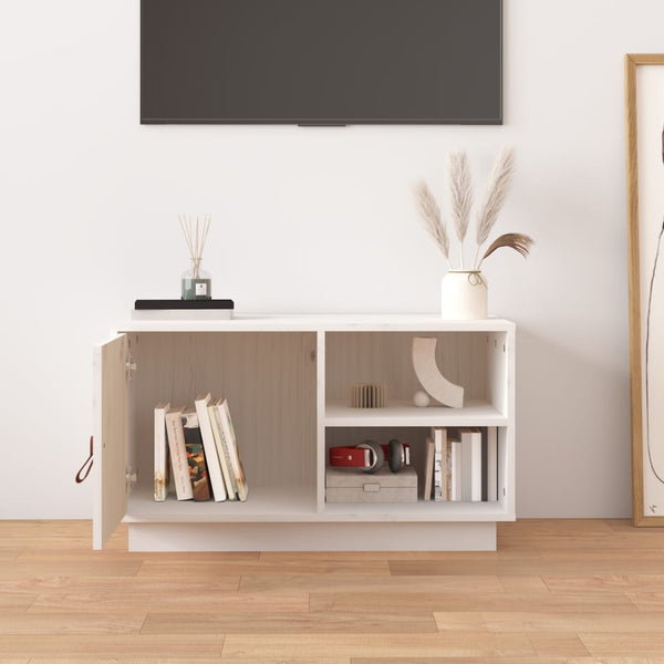 Weißer TV-Schrank Kiefer Massivholz 70cm
