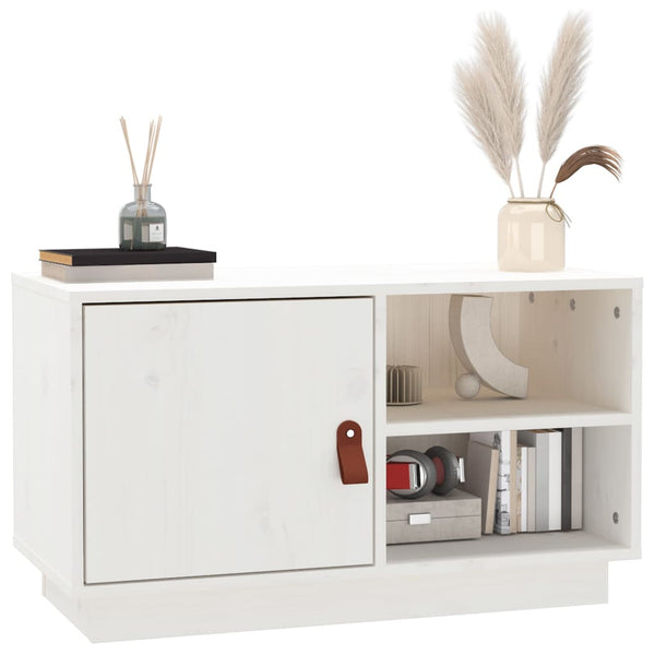 Weißer TV-Schrank Kiefer Massivholz 70cm