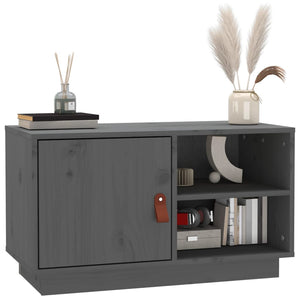 Grauer TV-Schrank 70 cm Kiefer Massivholz