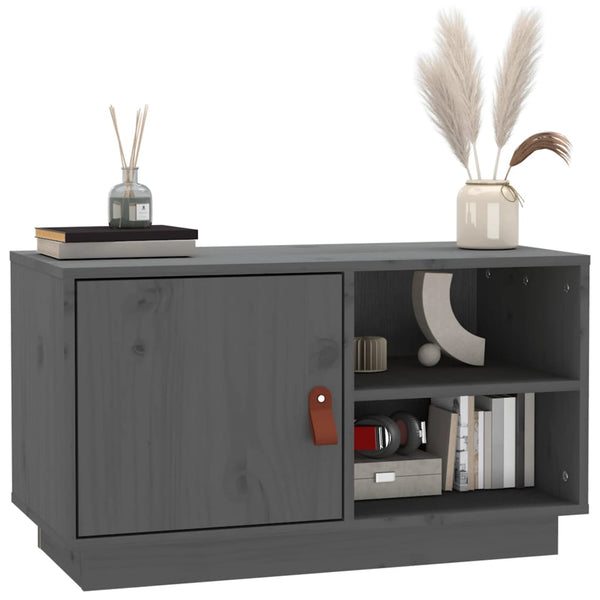 Grauer TV-Schrank 70 cm Kiefer Massivholz