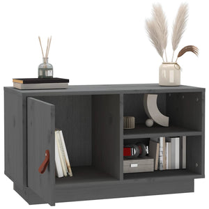 Grauer TV-Schrank 70 cm Kiefer Massivholz