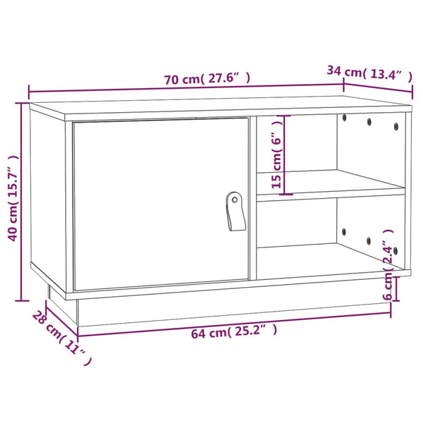 Grauer TV-Schrank 70 cm Kiefer Massivholz