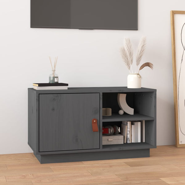 Grauer TV-Schrank 70 cm Kiefer Massivholz