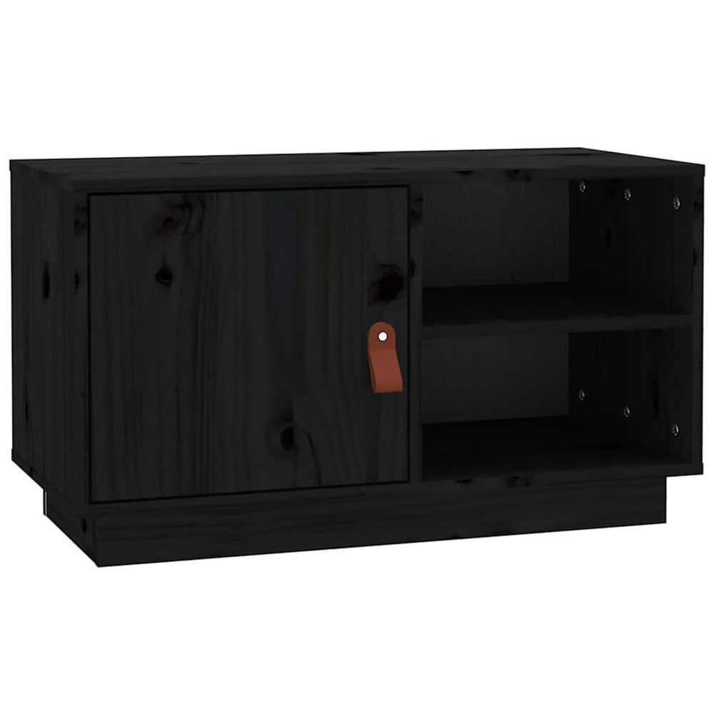 Schwarzer TV-Schrank Kiefer Massivholz 70cm