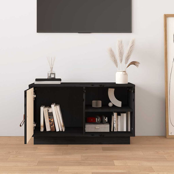 vidaXL Meuble TV Noir 70x34x40 cm Bois de pin massif