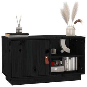 vidaXL Meuble TV Noir 70x34x40 cm Bois de pin massif