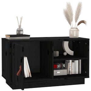 vidaXL Meuble TV Noir 70x34x40 cm Bois de pin massif