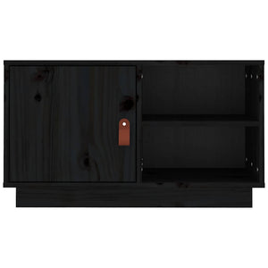 vidaXL Meuble TV Noir 70x34x40 cm Bois de pin massif