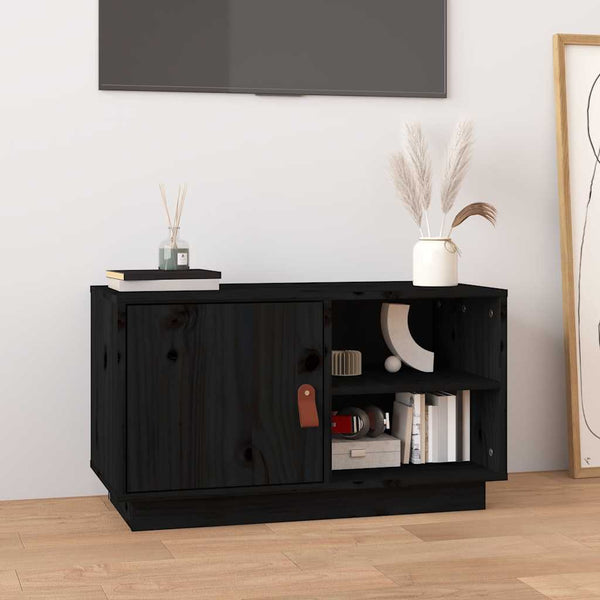 vidaXL Meuble TV Noir 70x34x40 cm Bois de pin massif