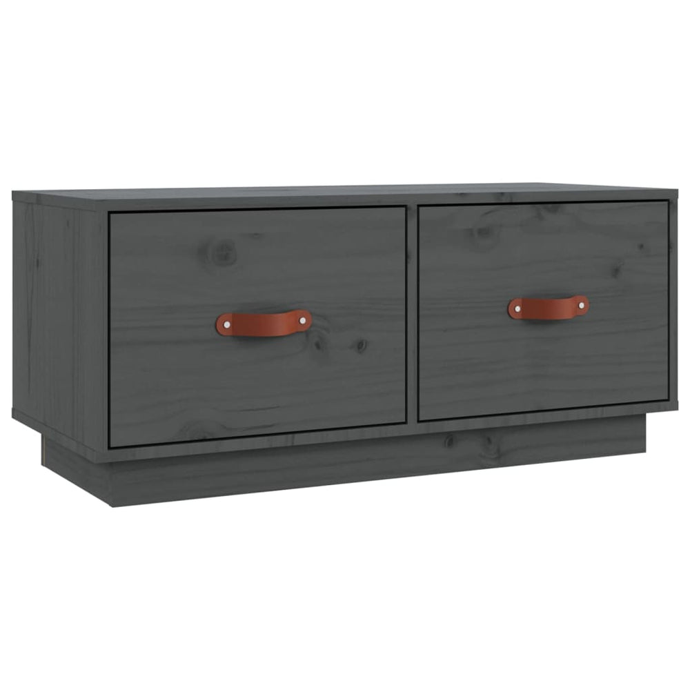 Grauer TV-Schrank 80 cm Kiefer Massivholz