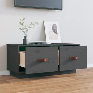 Grauer TV-Schrank 80 cm Kiefer Massivholz