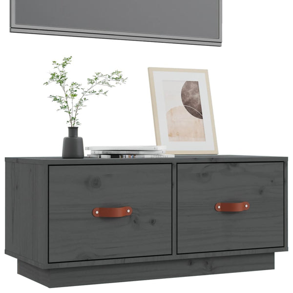 Grauer TV-Schrank 80 cm Kiefer Massivholz