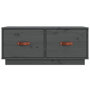 Grauer TV-Schrank 80 cm Kiefer Massivholz