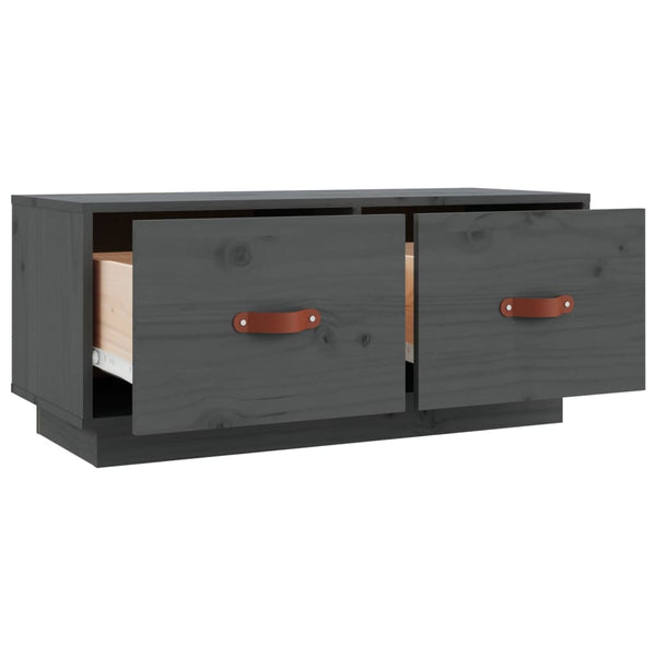 Grauer TV-Schrank 80 cm Kiefer Massivholz