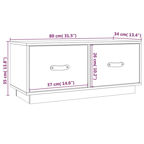 Grauer TV-Schrank 80 cm Kiefer Massivholz
