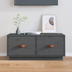 Grauer TV-Schrank 80 cm Kiefer Massivholz