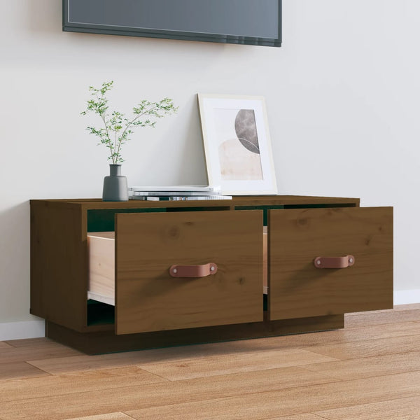 TV-Schrank Honigbraun Massivholz Kiefer 80cm