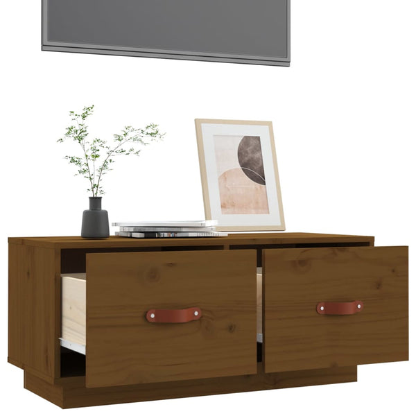 TV-Schrank Honigbraun Massivholz Kiefer 80cm