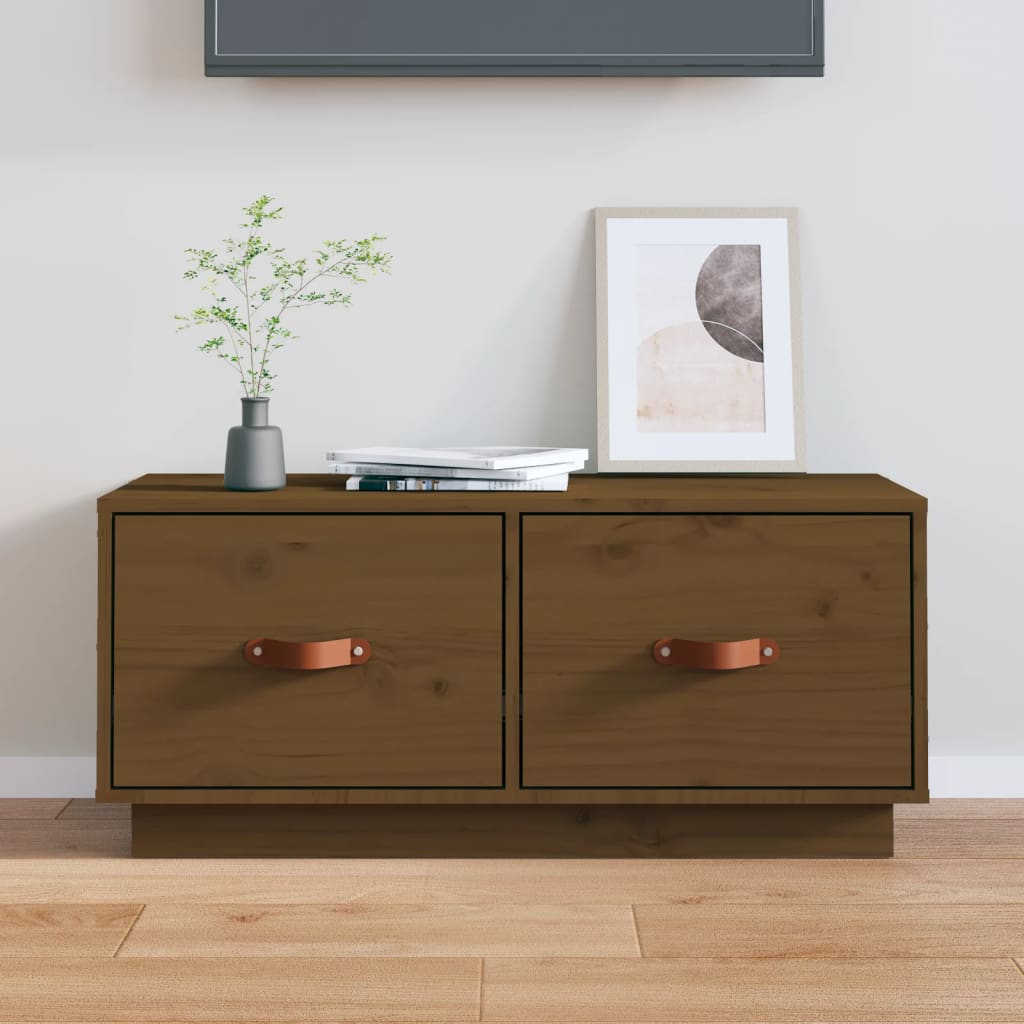 TV-Schrank Honigbraun Massivholz Kiefer 80cm