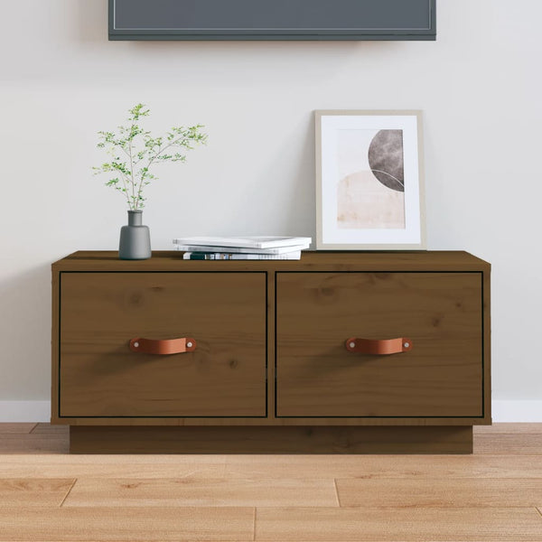 TV-Schrank Honigbraun Massivholz Kiefer 80cm