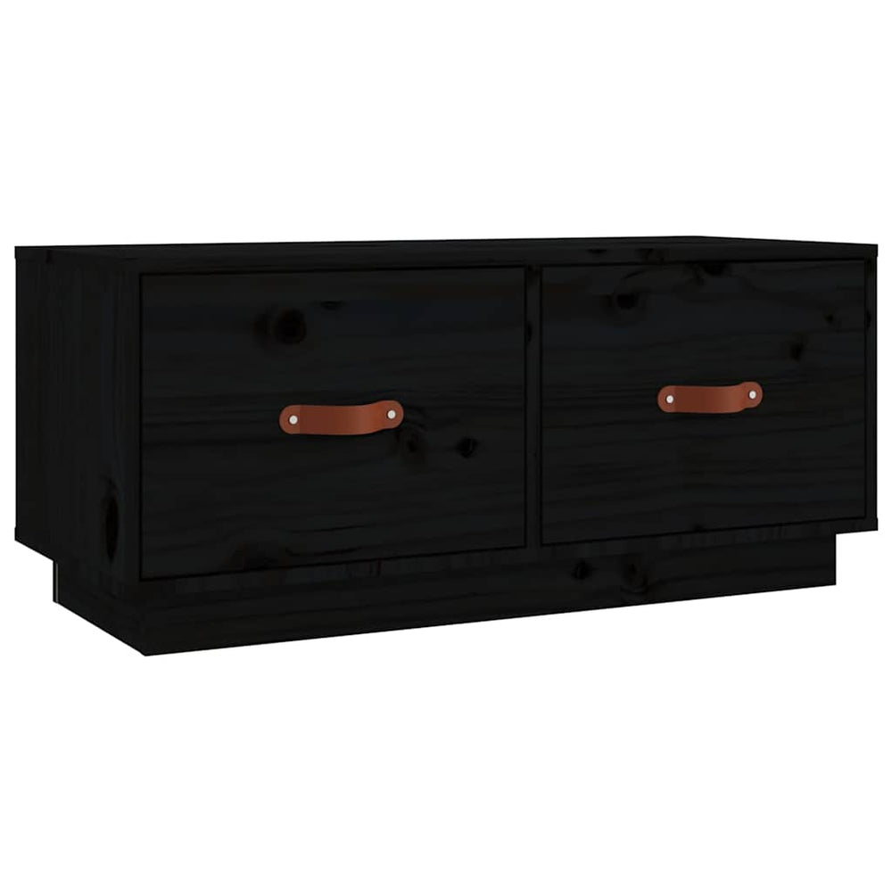 Schwarzer TV-Schrank Kiefer Massivholz 80 cm
