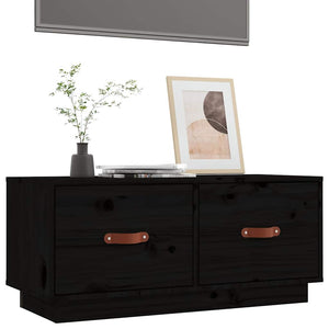 Schwarzer TV-Schrank Kiefer Massivholz 80 cm