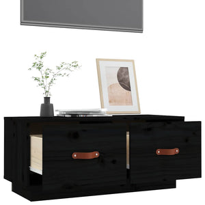 Schwarzer TV-Schrank Kiefer Massivholz 80 cm