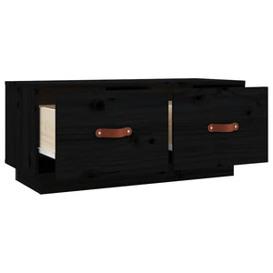 Schwarzer TV-Schrank Kiefer Massivholz 80 cm