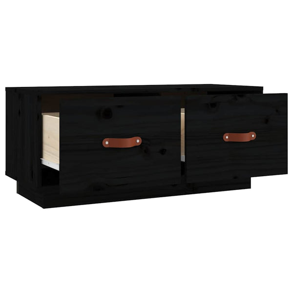 Schwarzer TV-Schrank Kiefer Massivholz 80 cm