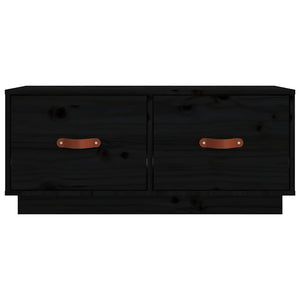 Schwarzer TV-Schrank Kiefer Massivholz 80 cm