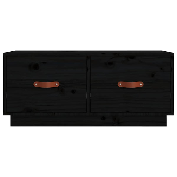 Schwarzer TV-Schrank Kiefer Massivholz 80 cm