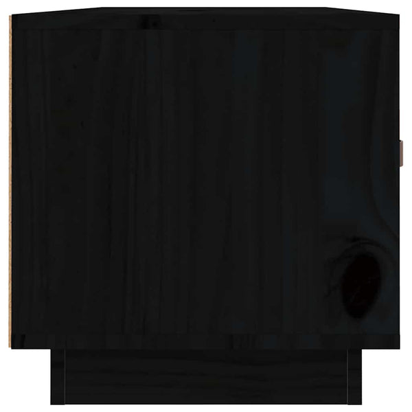 Schwarzer TV-Schrank Kiefer Massivholz 80 cm