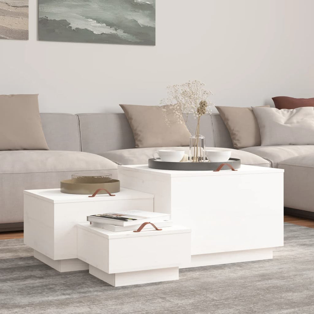 vidaXL Boîtes de rangement avec couvercles 3 pcs Blanc Bois de pin massif