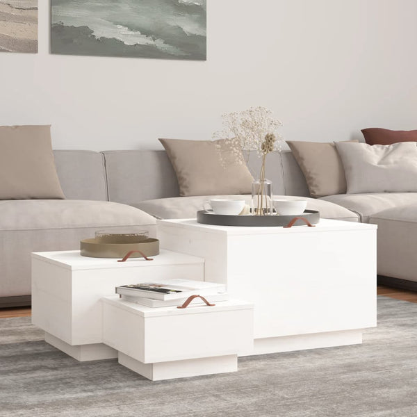 Aufbewahrungsboxen mit Deckel 3er Set Kiefer Weiß