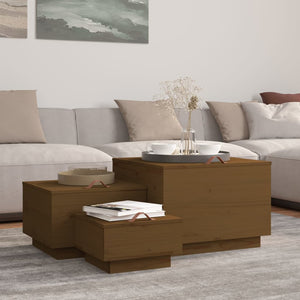 Aufbewahrungsboxen mit Deckel 3er Set Kiefer Braun