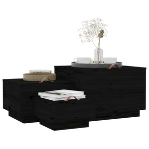 Schwarze Aufbewahrungsboxen mit Deckel, 3er Set